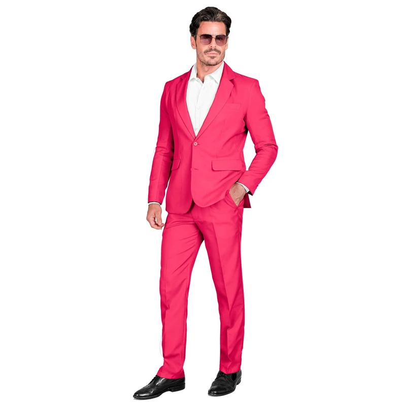 Widmann - Mr Pink Costume, Pink Suit, Jacket and Trousers, Showman, Disco Fever, Casino Theme Party