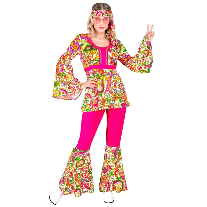 W WIDMANN MILANO Party Fashion - Costume 60s Hippie Style, Reggae, Flower Power, Disco Fever, Schlagermove