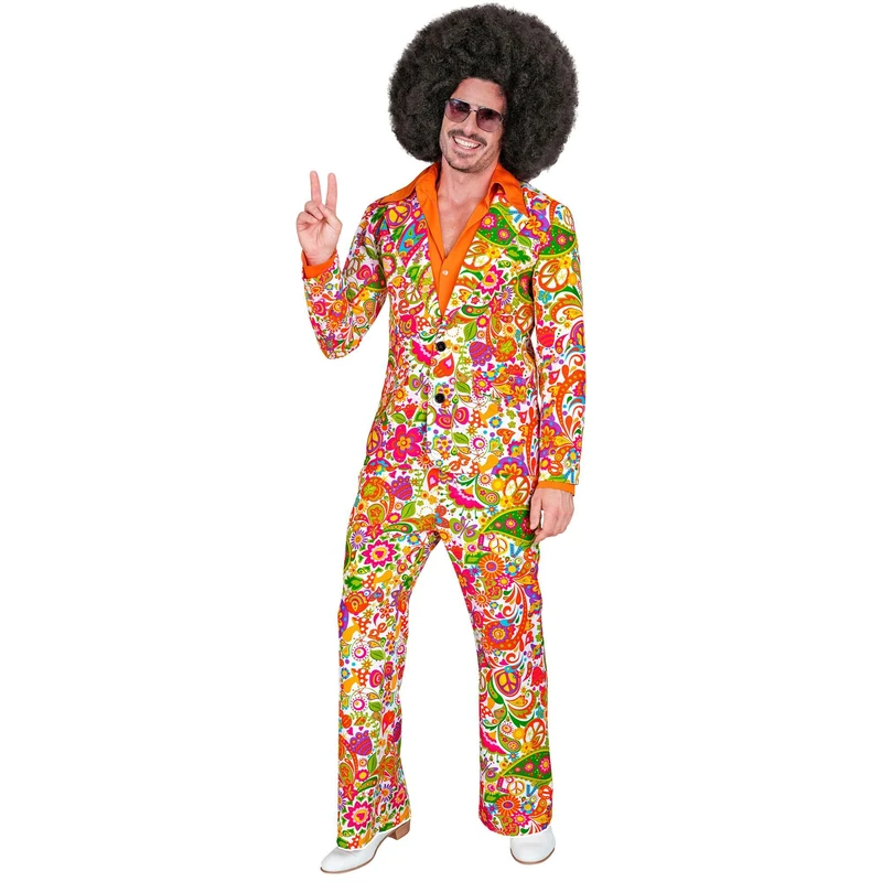 W WIDMANN MILANO Party Fashion - Costume 60s suit, jacket and trousers, hippie, reggae, flower power, disco fever, hit move