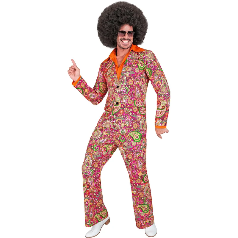 W WIDMANN MILANO Party Fashion - Costume 60s suit, jacket and trousers, hippie, reggae, flower power, disco fever, hit move