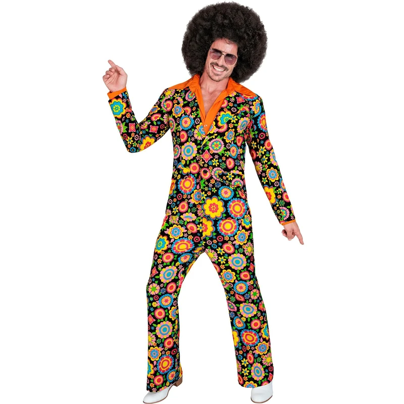 Widmann - Costume 60s suit, jacket and trousers, hippie, reggae, flower power, disco fever, hit move