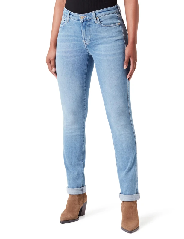 7 For All Mankind Women's Kimmie Straight SliIllInt Jeans, Light Blue, W25