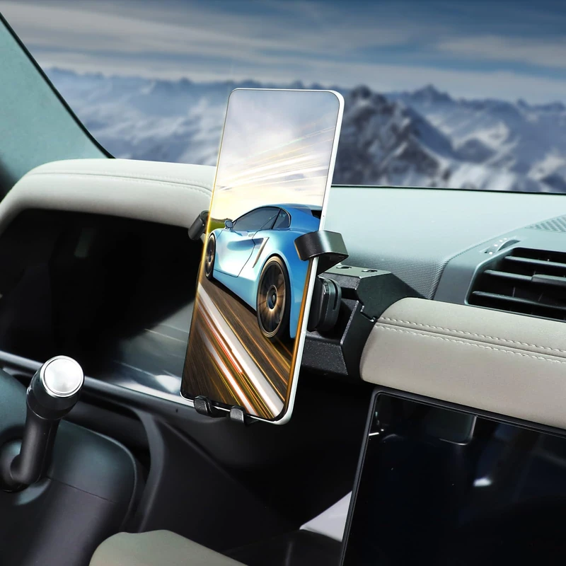 HIRUFAIT Phone Holder for Land Rover Defender 90 110 130 2020-2023, 360° Adjustable Dash Phone Mount Holder for All Smartphones (A Style) - Image 1
