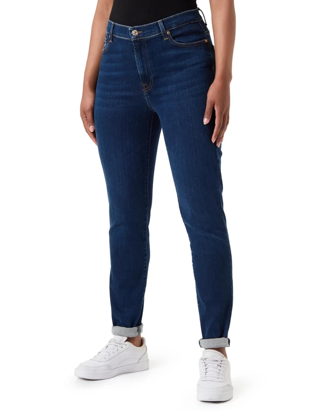 7 For All Mankind Women's HW Skinny SliIllLeg Jeans, Dark Blue, 38S