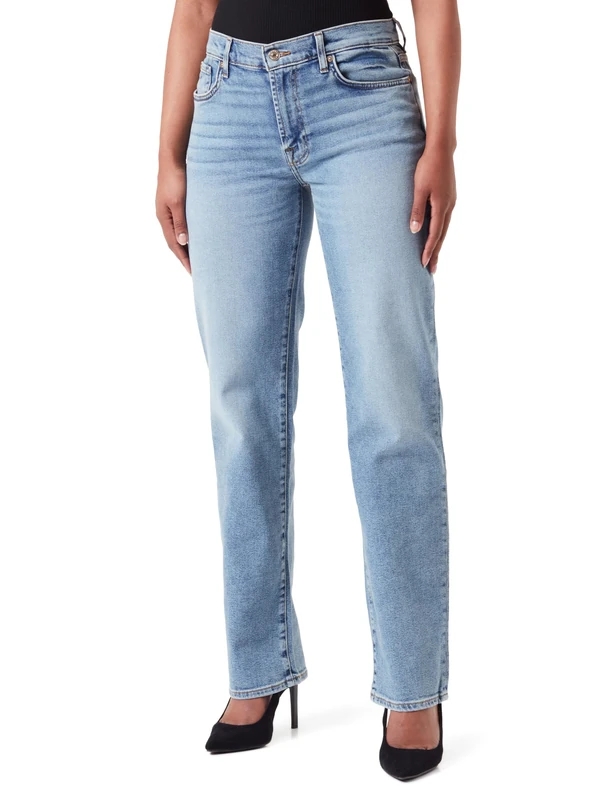 7 For All Mankind Women's Ellie Straight LuxVinLovSou Jeans, Mid Blue,