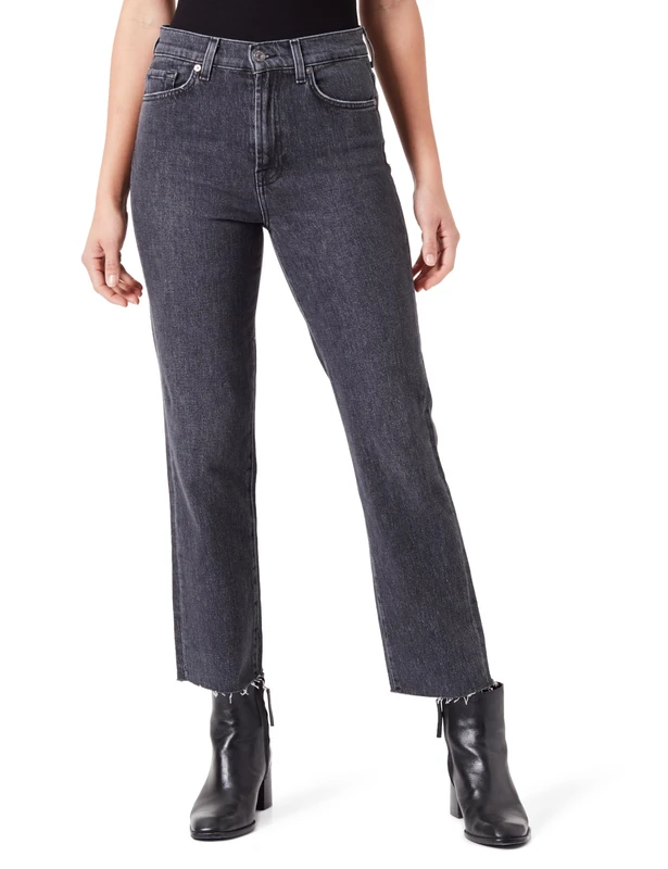 7 For All Mankind Women's Logan Stovepipe Onyx Jeans, Grey, 38S