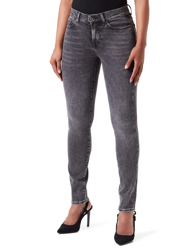 7 For All Mankind Women's Roxanne LuxVinSilNig Jeans, Black, 6