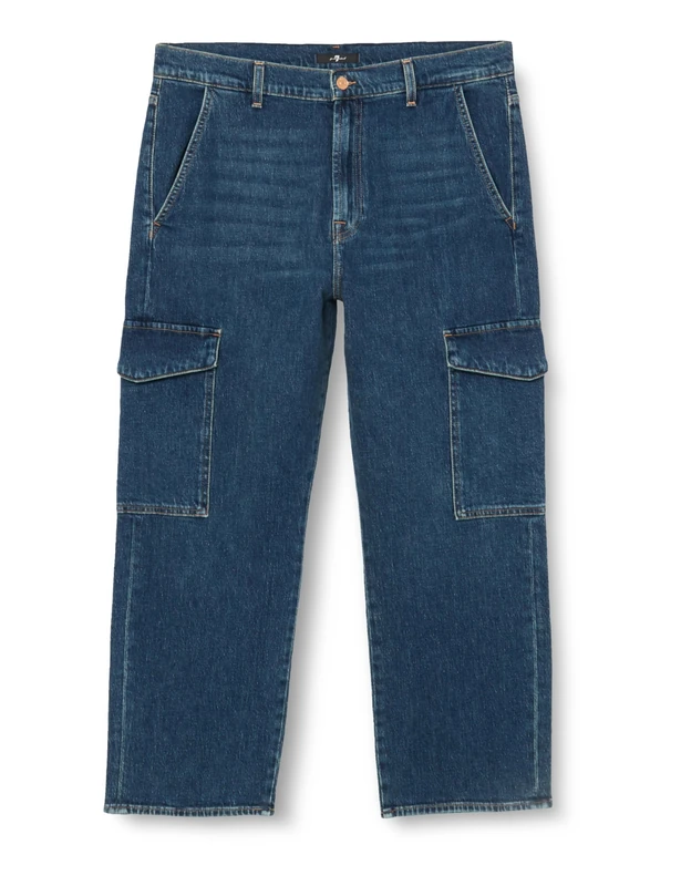 7 For All Mankind Women's Cargo Logan Blue Bell Jeans, Dark Blue,