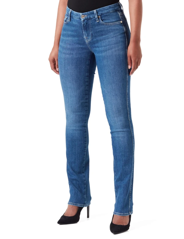 7 For All Mankind Women's Kimmie Straight SliIllSat Jeans, Mid Blue, 6 - Image 1