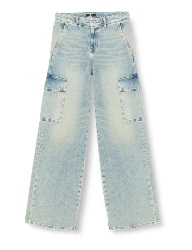 7 For All Mankind Women's Cargo Scout Frost Jeans, Light Blue, 2