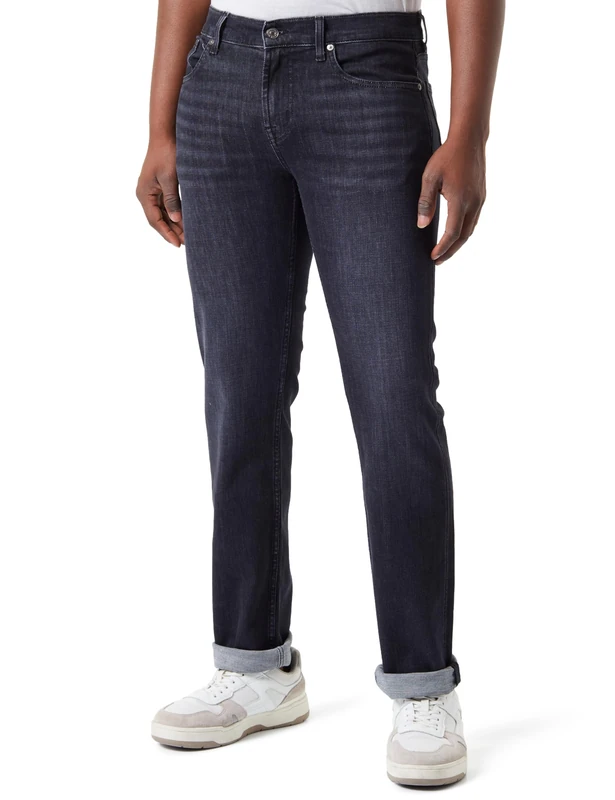 7 For All Mankind Men's Slimmy Stretch Tek Swap Jeans, Black, W40