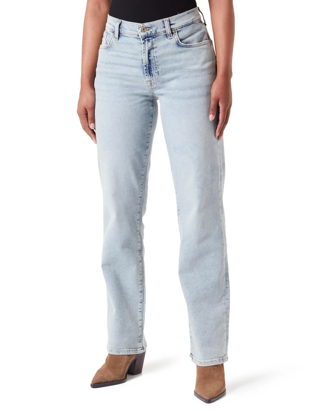 7 For All Mankind Women's Ellie Straight LuxVinSun Jeans, Light Blue, W26