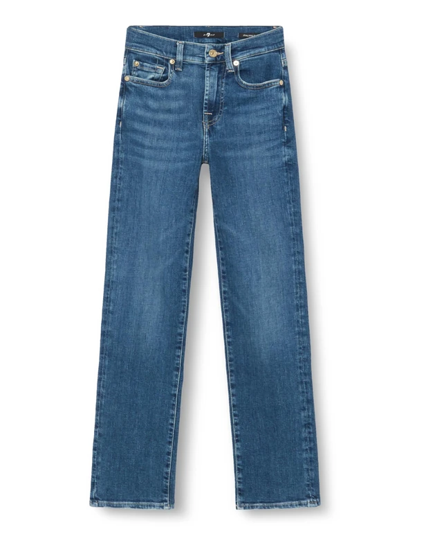 7 For All Mankind Women's THE Straight Crop SliIllSat Jeans, Mid Blue,