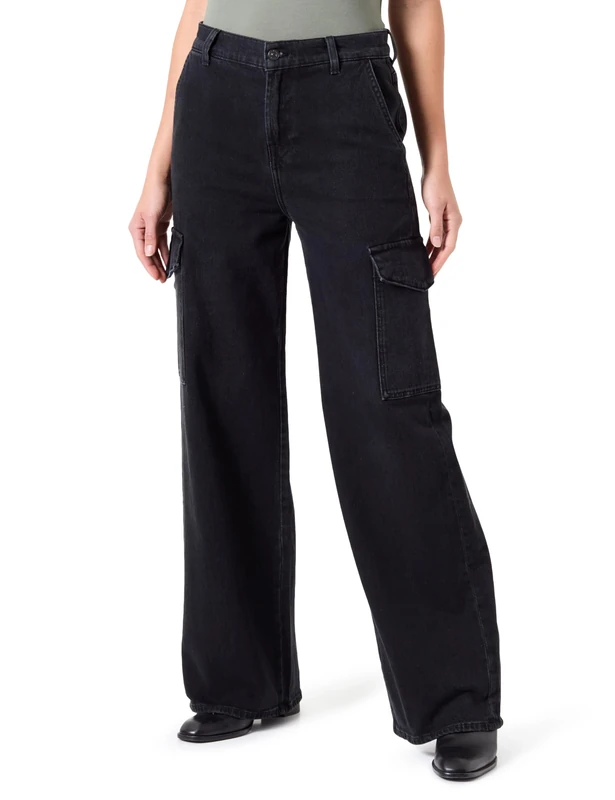 7 For All Mankind Women's Cargo Scout Global Jeans, Black,