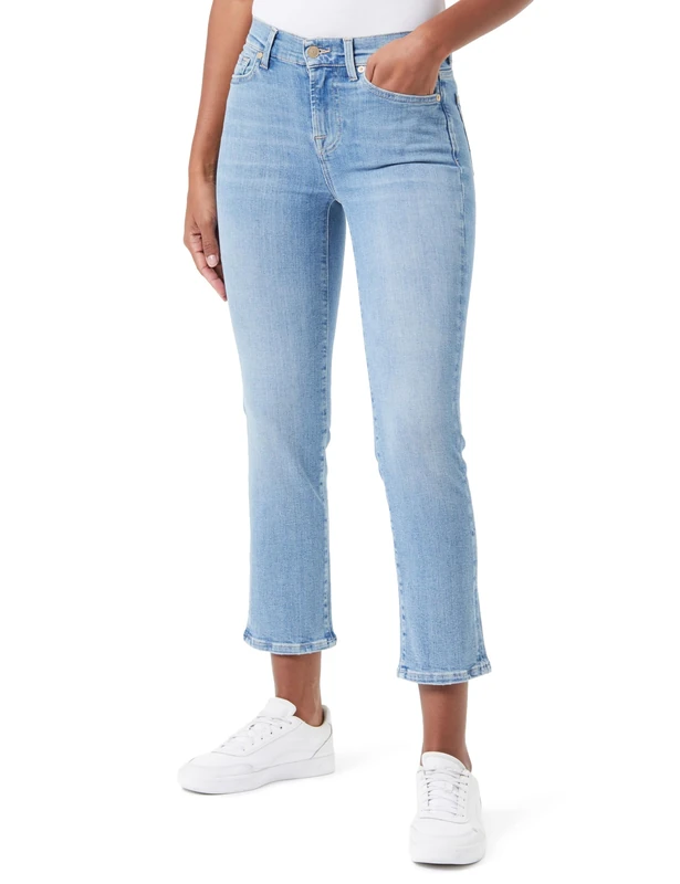 7 For All Mankind Women's The Straight Crop SliIllInt Jeans, Light Blue, W26