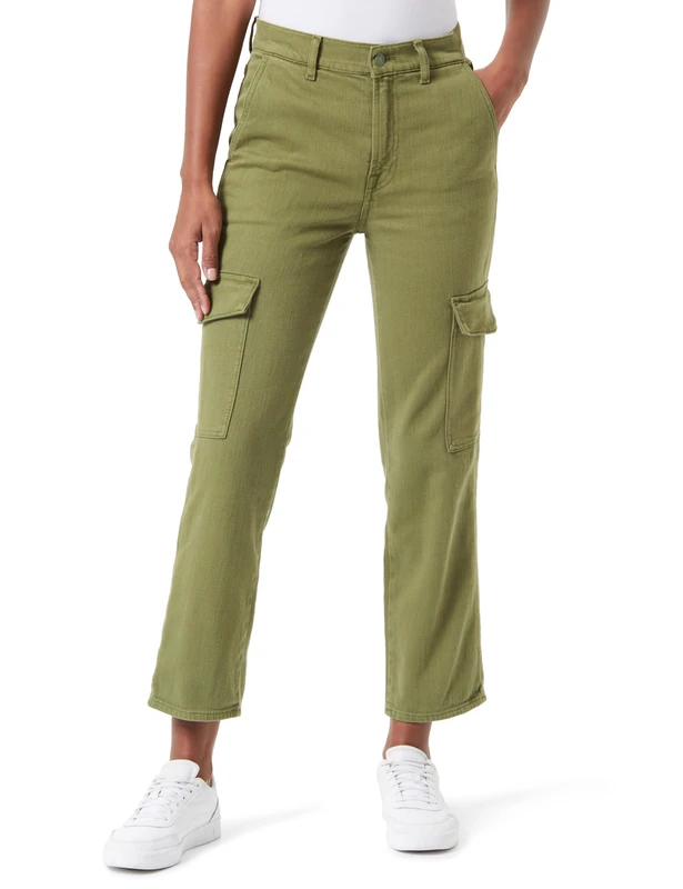 7 For All Mankind Women's Cargo Logan Colored Mankind Shorts, Green, W26