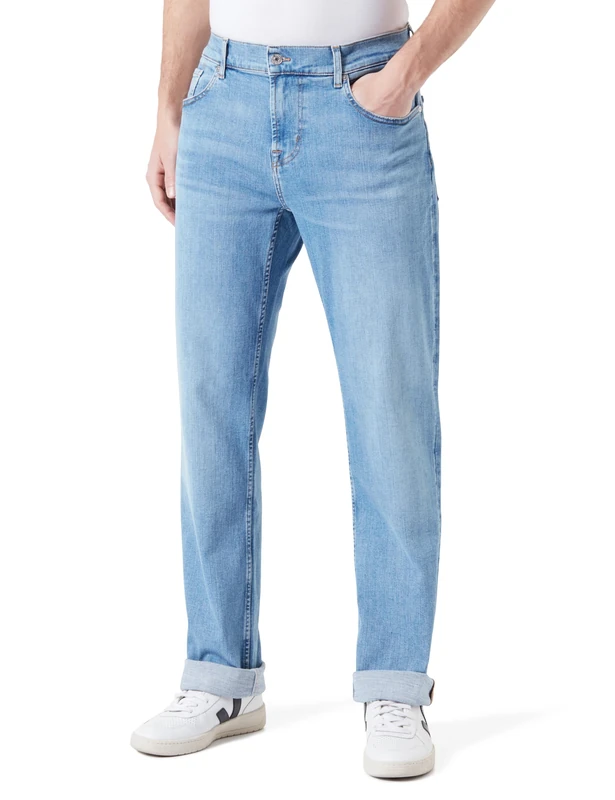 7 For All Mankind Men's Standard Stretch Tek Unbroken Jeans, Light Blue, W34