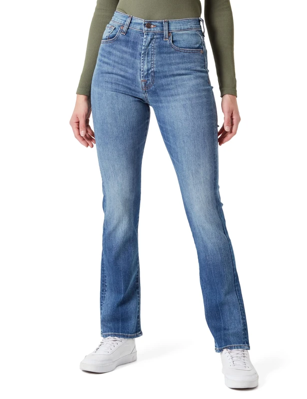 7 For All Mankind Women's Easy Slim Traveller Jeans, Mid Blue, W26