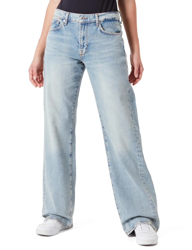 7 For All Mankind Women's TESS Trouser Frost Jeans, Light Blue, 4