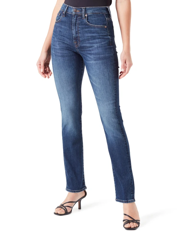 7 For All Mankind Women's Easy Slim Retro Jeans, Dark Blue,