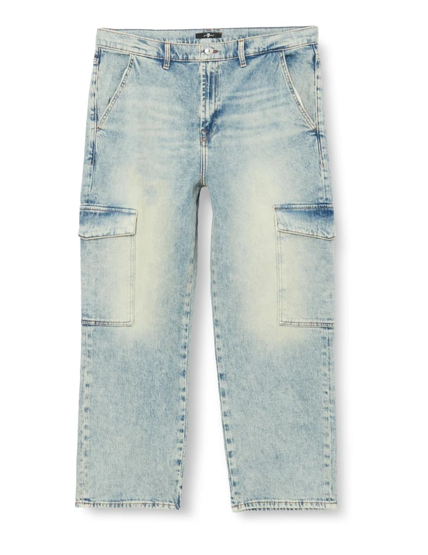 7 For All Mankind Women's Cargo Logan Frost Jeans, Light Blue, 3