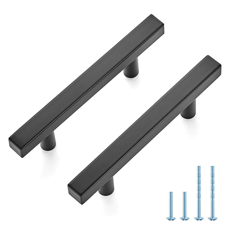 Joy Decor 60 Pack 3 Inch Matte Black Square Cabinet Handles Stainless Steel Cabinet Hardware Pulls for Kitchen and Drawers with 5 Inch Overall Length