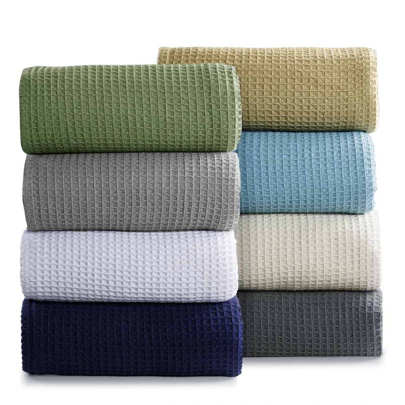 AAVNI HOMES 100% Cotton Waffle Weave Blanket - Twin Size (60x90), Soft, Breathable Cooling Blanket for Bed - Lightweight Cozy Summer & Spring Bedding, Light Grey