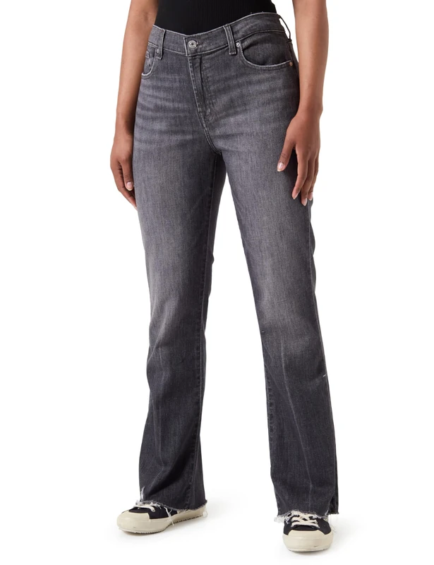 7 For All Mankind Women's Bootcut TAILORLESS Reflection Jeans, Black, 6