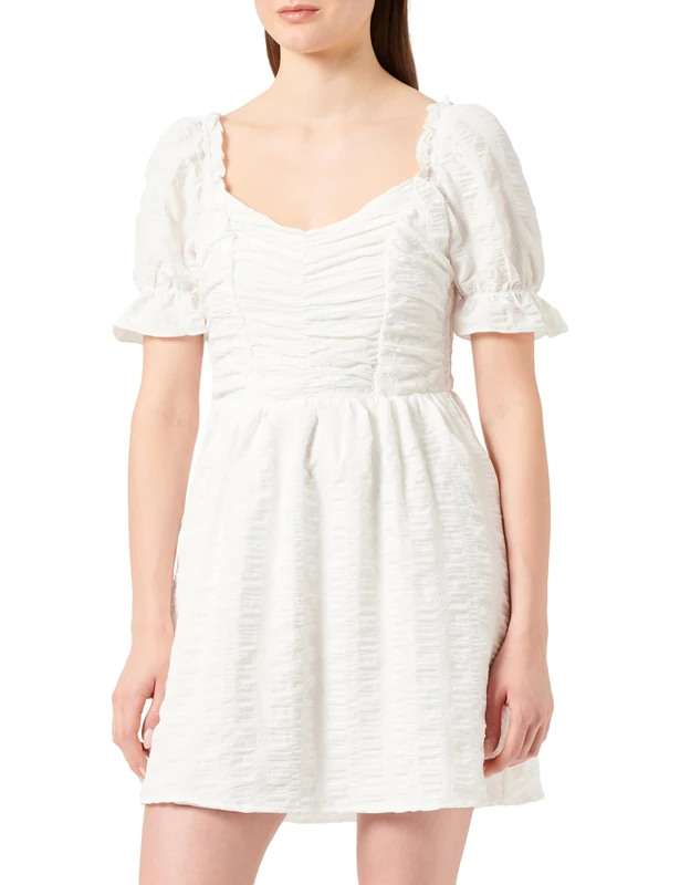 NALLY Women's Off-Shoulder Mini Dress, Wool White, XS - Image 1