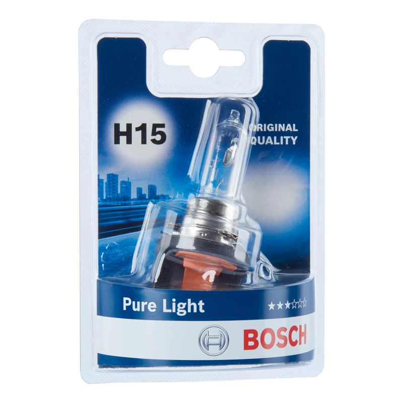 Bosch H15 (448) Pure Light Halogen Headlight Bulb, 12 V 15/55 W, Original Quality - Socket Type PGJ23t-1-1 Replacement Car Light Bulb