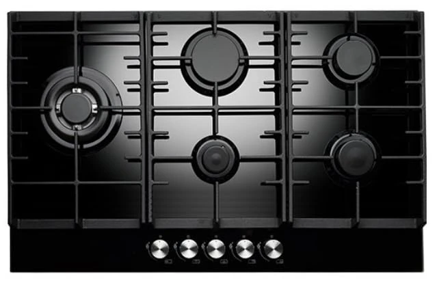 Teknix Signature Collection SCGH751B 75cm Gas Hob with 3.8Kw Wok Burner - Black Glass