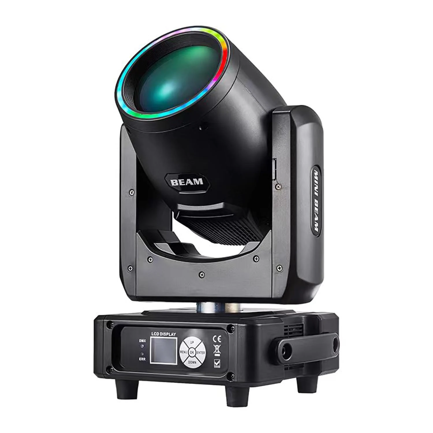 JUNMAN Mini 230W 7R Beam Moving Head Light DJ Disco Stage Lights 48 Prism with Led Strip and Rainbow Effect