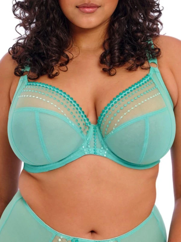 Elomi Women's Matilda Plunge Three-Piece Sheer Mesh Cups Side Moveable J-Hook for Racerback Dd+ Bras, Jade, 34GG US
