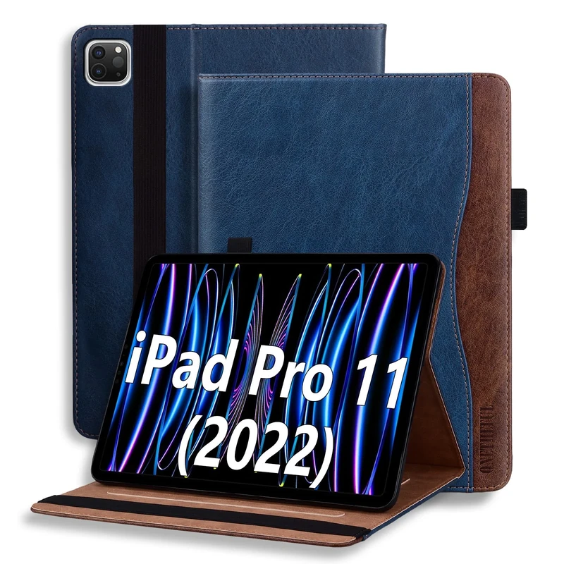 ONETHEFUL Case for iPad Pro 11 Inch 2022/2021/2020/2018 Stand Protective Cover with Pencil Holder iPad Pro 11 inch 4th/3rd/2nd/1st Generation (2022/2021/2020/2018) Auto Sleep Wake Blue