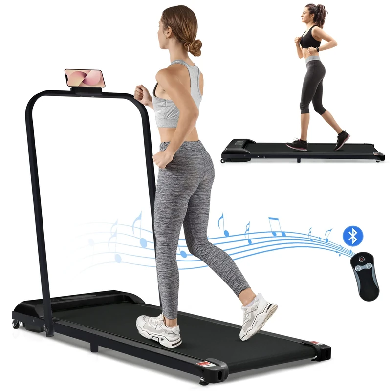 Folding Treadmill - Home Office Fitness Solution | 1-6KM/H Speed, Bluetooth Speaker, Remote Control, LCD Display, Phone Holder