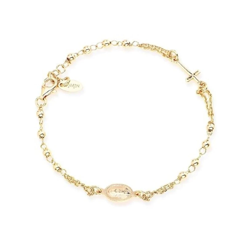 AMEN Bangle FATIMA, (P) Rosary, PULSEIRA Gold PVD 18+2 cm (Comptas Dourés 2.5mm), Prata 925 (3,50GR) BROG3F Brand, One size, Metal, No gem, one size, Metal, No Gemstone