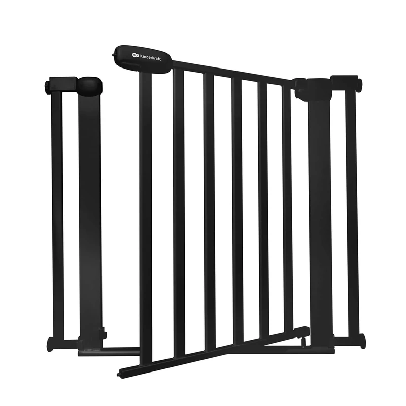 Kinderkraft LOCK&GO Child Safety Gate, Temporary Stair Gate, No Drilling, Door Gate, from 75 to 103 cm, 90 degree opening, Double Locking, Black