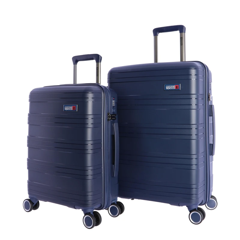 Coronel Tapioca Suitcase Set – Set of Polypropylene Travel Suitcases – Travel Suitcases – Cabin Suitcase 55 x 40 x 20 and Medium Suitcase 4 Wheels Medium Travel Suitcases Cabin, Navy, 64x45x25 cm,