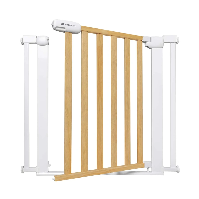 Kinderkraft LOCK&GO Child Safety Gate, Temporary Stair Gate, No Drilling, Door Gate, from 75 to 103 cm, 90 degree opening, Double Locking, Wood