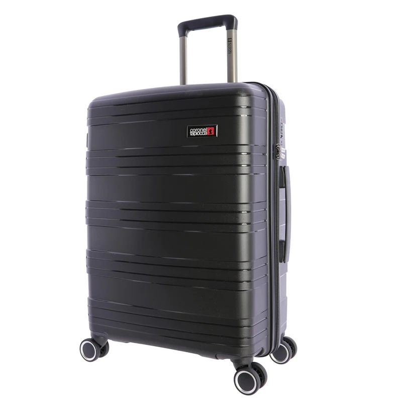 Coronel Tapioca – Cabin Suitcase 55 x 40 x 20 – Durable Cabin Suitcase – Trolley Luggage for Airplanes with 4 360° Wheels and Lock, Black/White, 64x45x25 cm, Medium