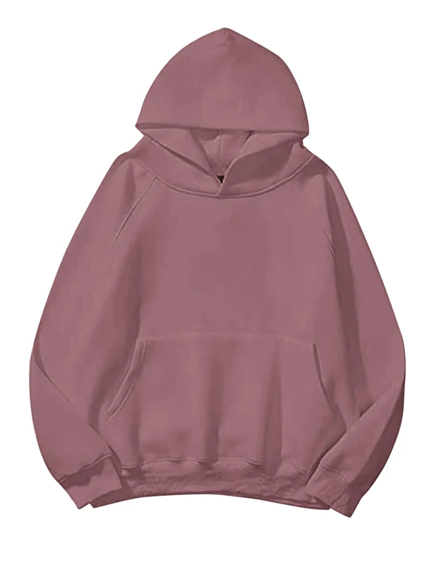 Lauweion Women Solid Basic Fleece Letter Loose Hoodie Sweatshirt Long Sleeve Kangaroo Pocket Drop Shoulder Pullovers Top, Light Brown, Medium