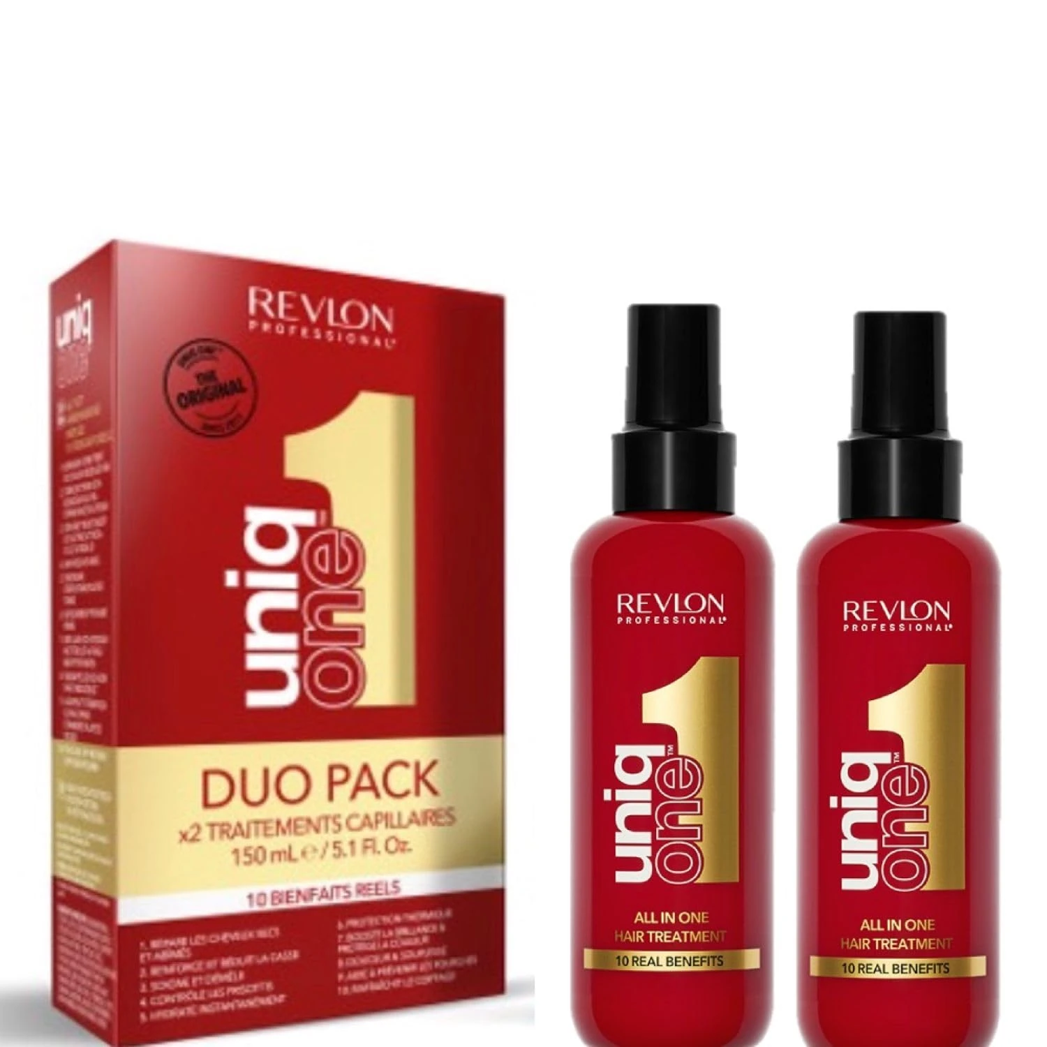 Revlon Professional UniqOne Leave In Conditioner Classic Duo Pack, Gifts For Women/Men, Hair Treatment For Shine And Frizz Control (2 x 150ml)