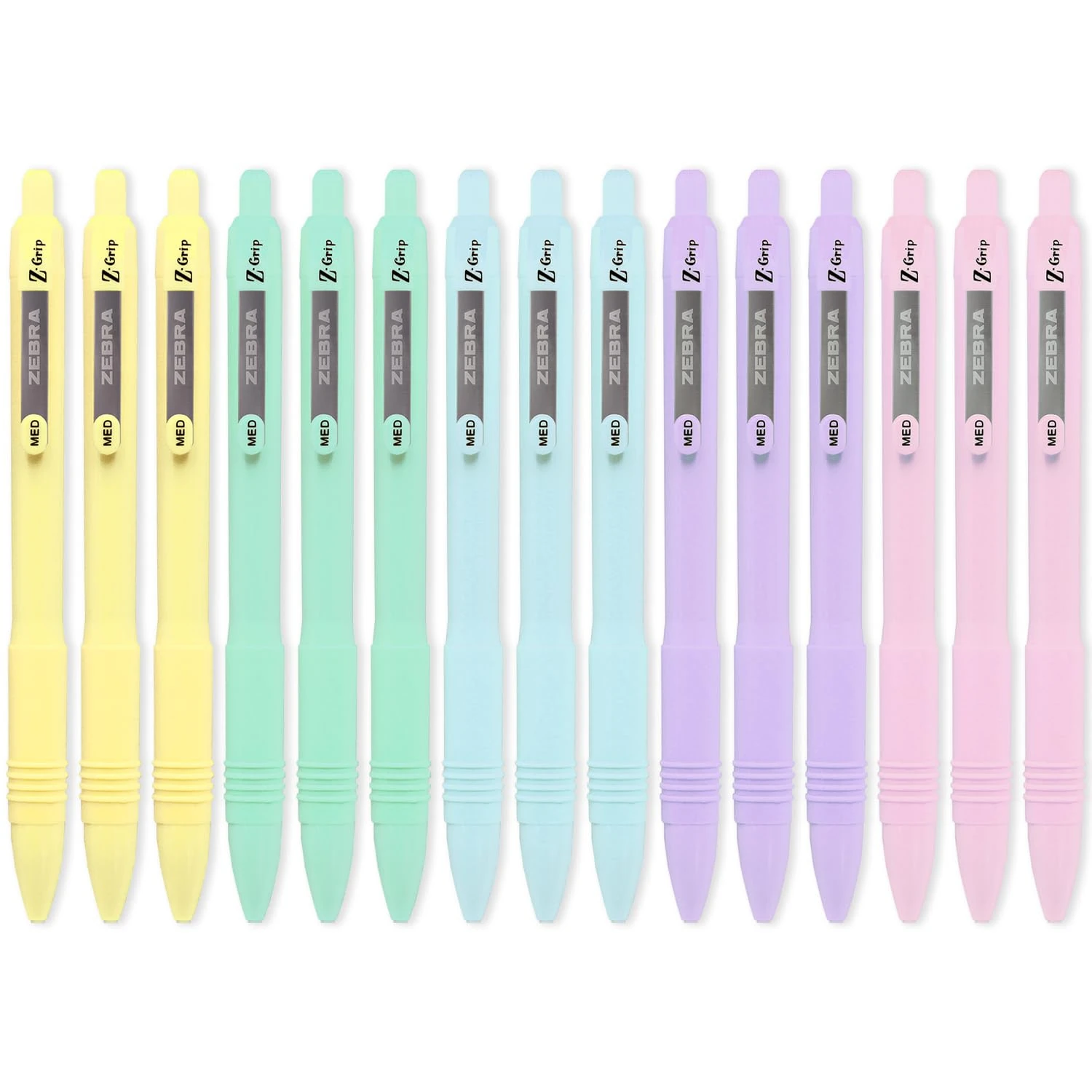 Zebra Z-Grip Smooth Ballpoint Pen - 1.0mm - Black Ink - 3 of Each Pastel Barrel - Pack of 15