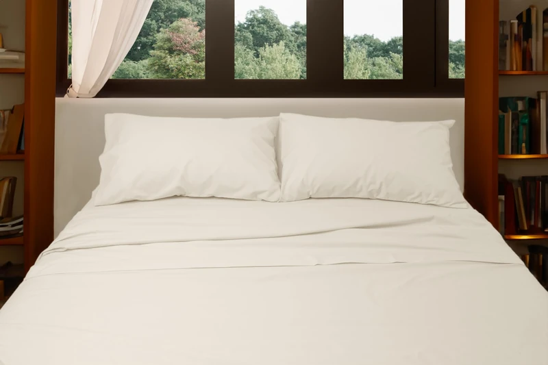 Basile Milano - Pure Cotton Percale Plain White Double Bed Sheet Set