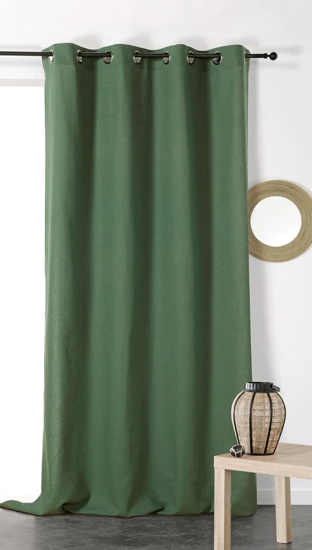 Linder Metis Curtain Natural Materials (Cotton/Linen) with Eyelets 135 x 260 cm Eucalyptus Green - Image 1