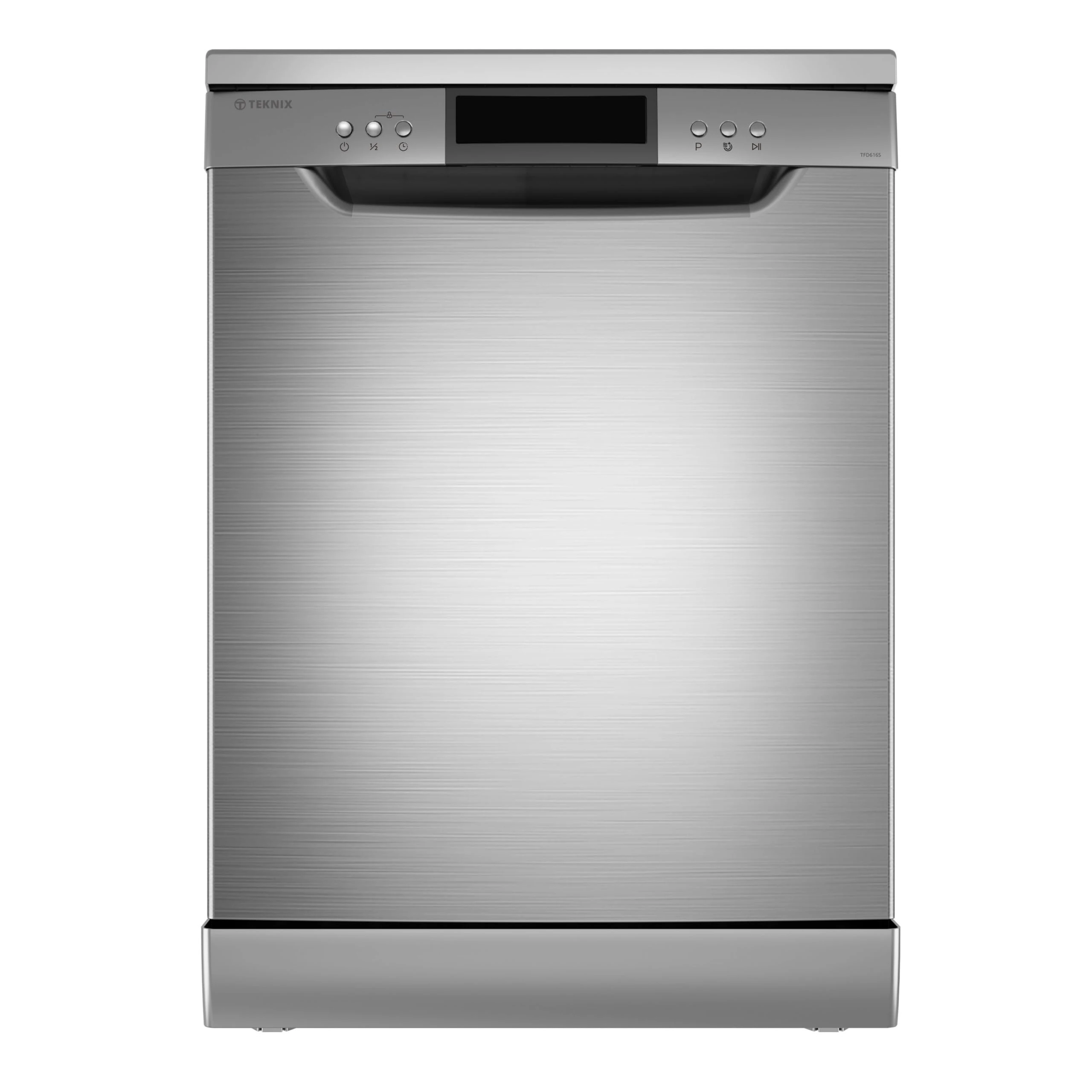 Teknix TFD616S Freestanding Dishwasher - 14 Place Settings - Top Cutlery Tray - 30 Minute Rapid Clean - Extra Dry Function - Silver, H84.5 x W60.0 x D61.0 (cm)