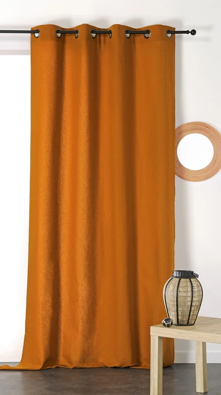 Linder Metis Natural Material Curtain with Eyelets 135 x 260 cm Orange Brown - Image 1