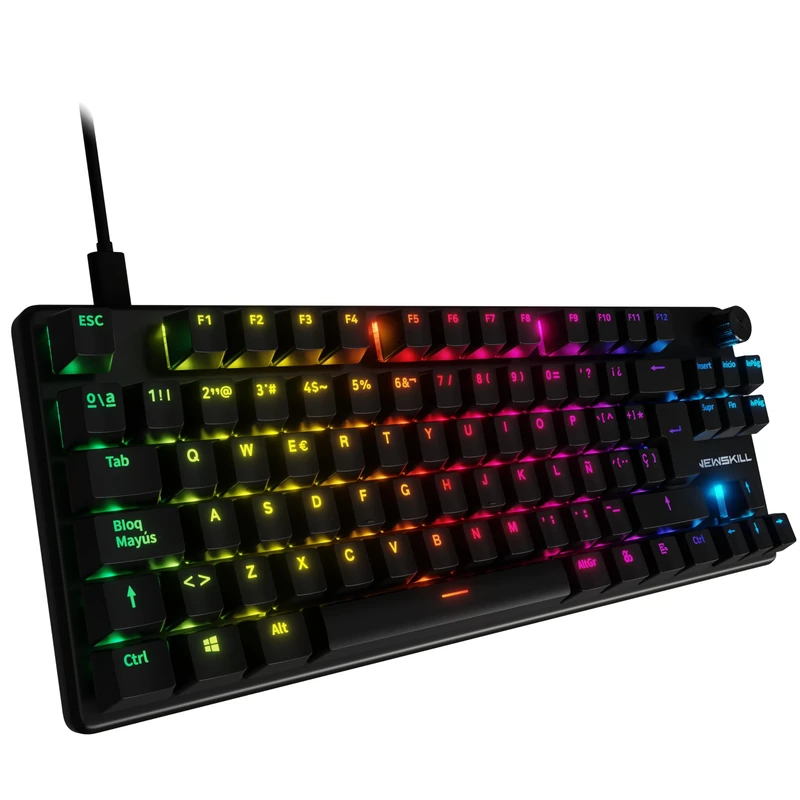 Newskill Serike V2 TKL Tenkeyless RGB Keyboard with Linear Hot Swap Switches, Aluminium Structure and Spanish Layout, Black
