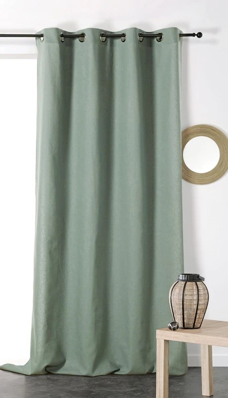 Linder Métis Curtain Natural Materials (Cotton/Linen) Clay Green with Eyelets 135 x 260 cm - Image 1
