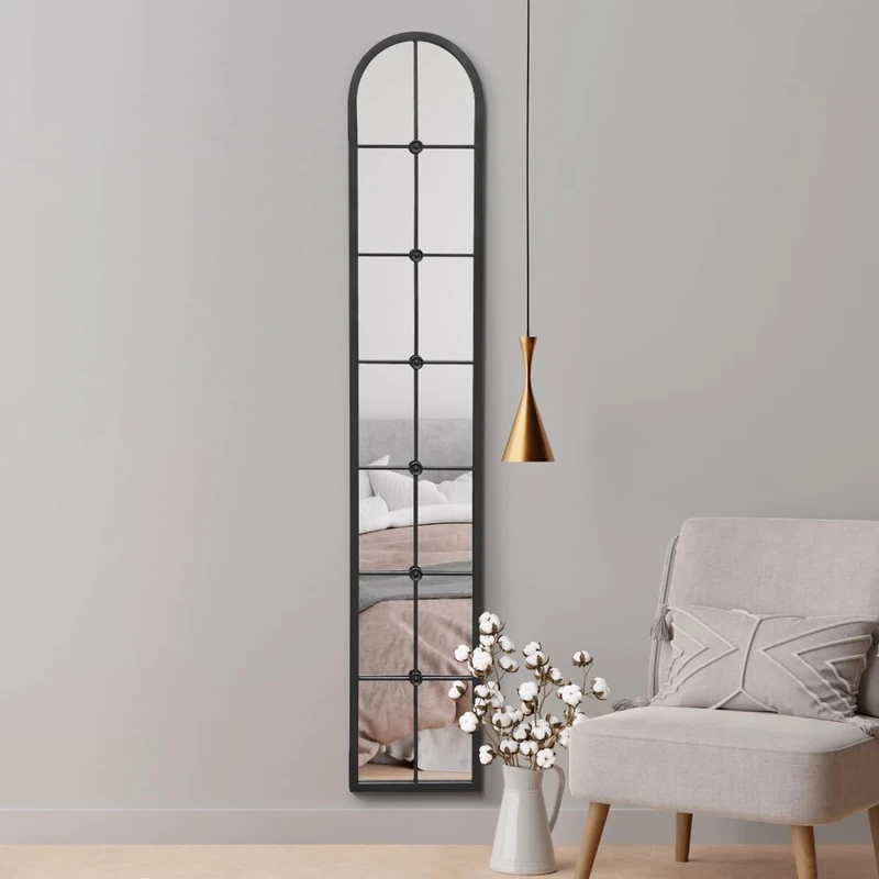MirrorOutlet The Arcus - Black Framed Modern Full Length Arched Leaner Wall Mirror 67" X 12" (170CM X 30CM) Silver Mirror Glass with Black All weather Backing
